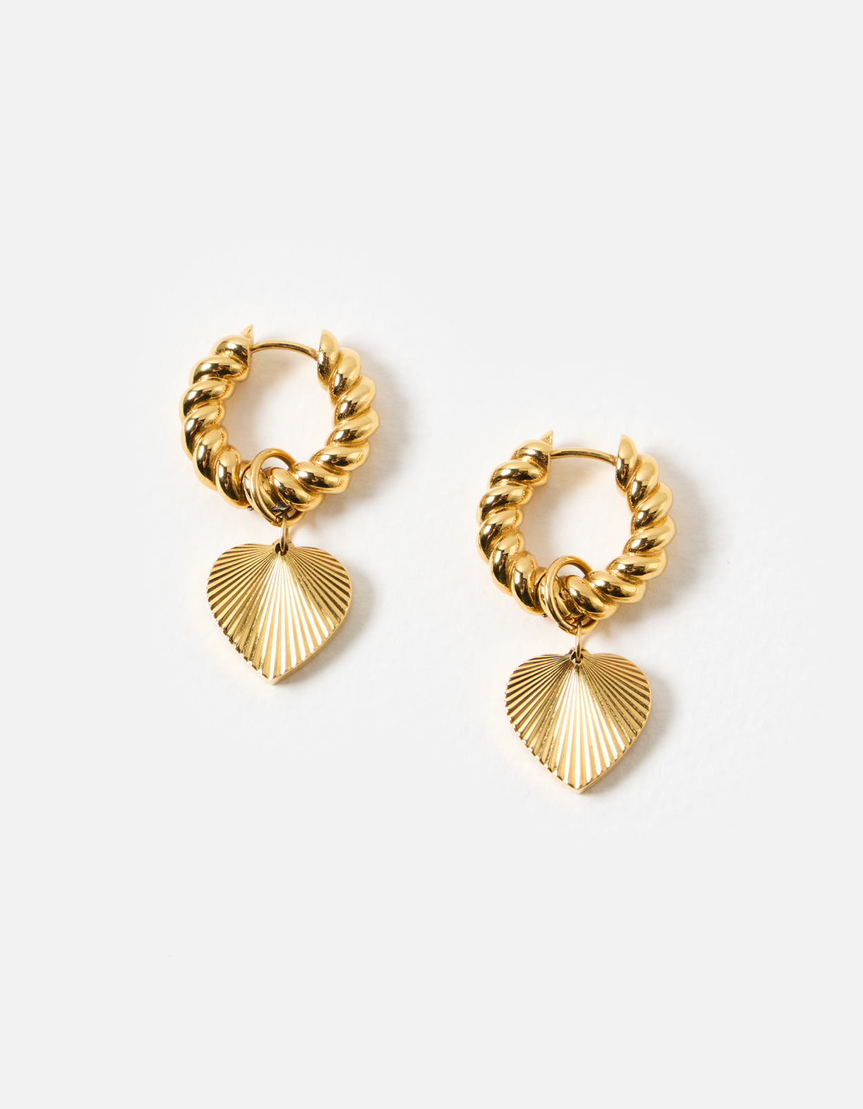 Louisa Gold Tone Stainless Steel Waterproof Statement Heart Earrings