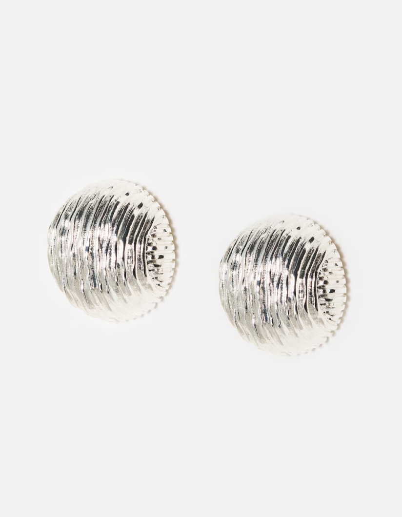 Zillah Etched Ball Silver Tone Statement Earrings