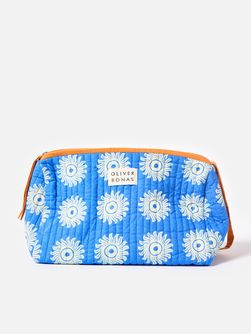 Le Soliel Large Blue Quilted Wash Bag