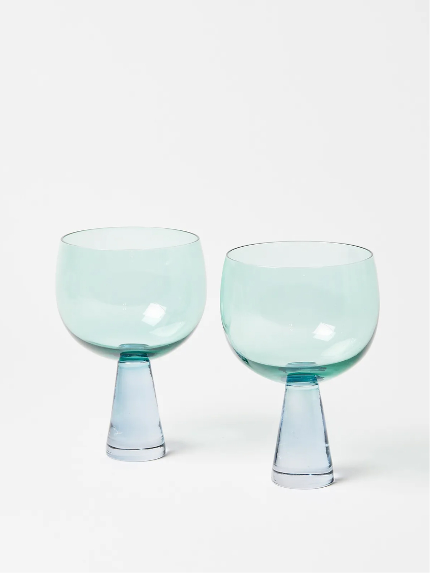 Yara Sculptural Green Gin Glasses Set of Two