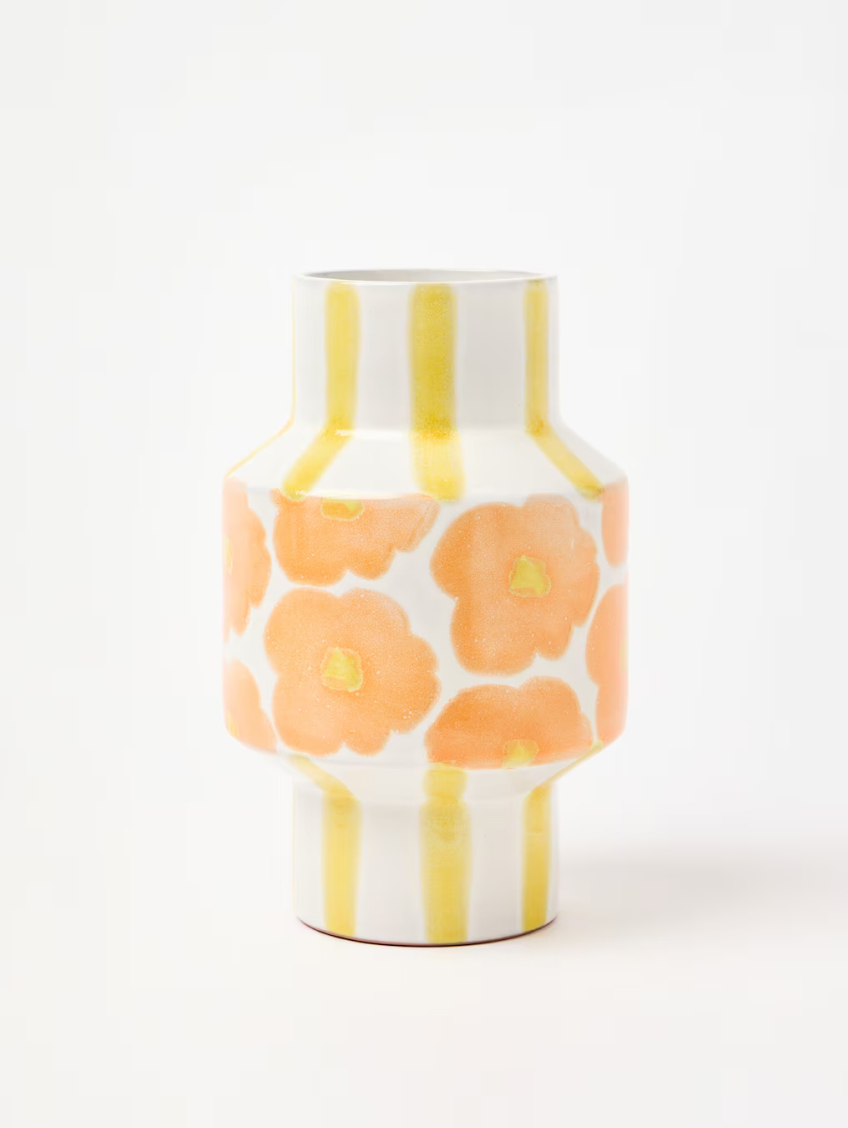 Zahra Orange Floral Ceramic Vase