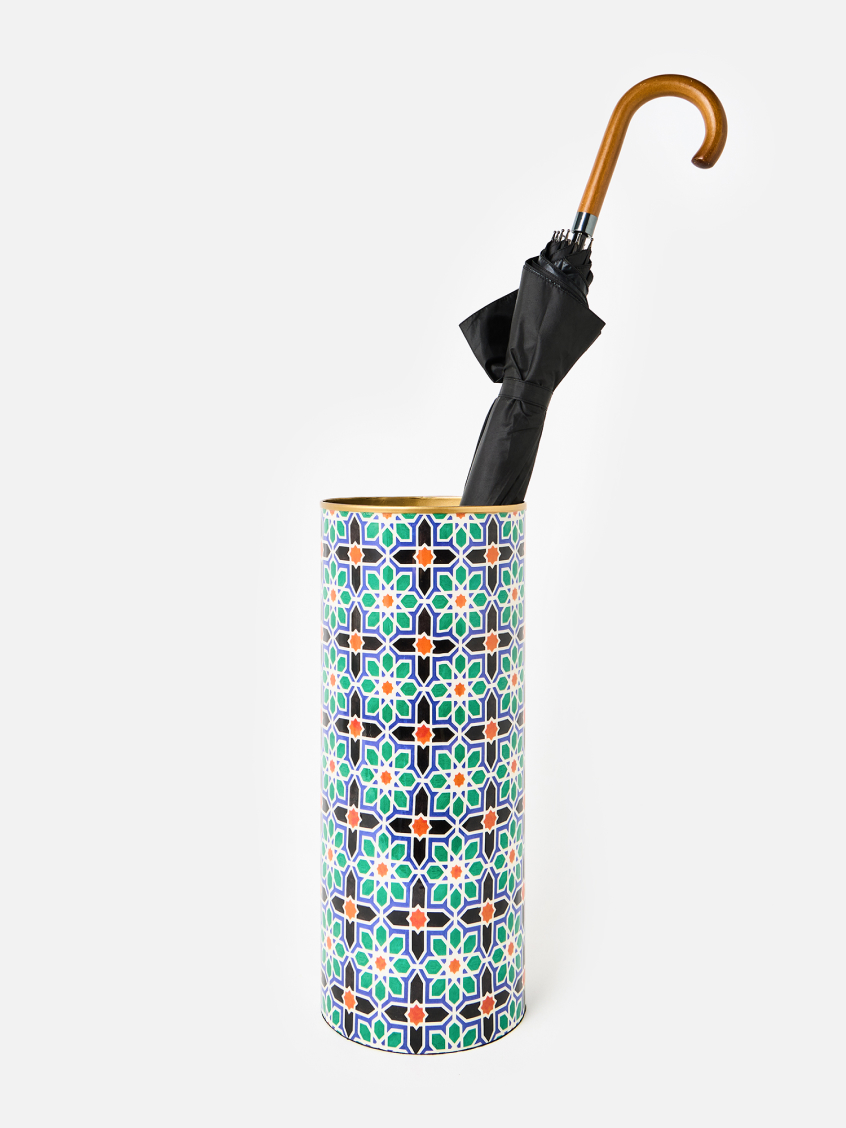 Blue Geometric Tile Umbrella Stand