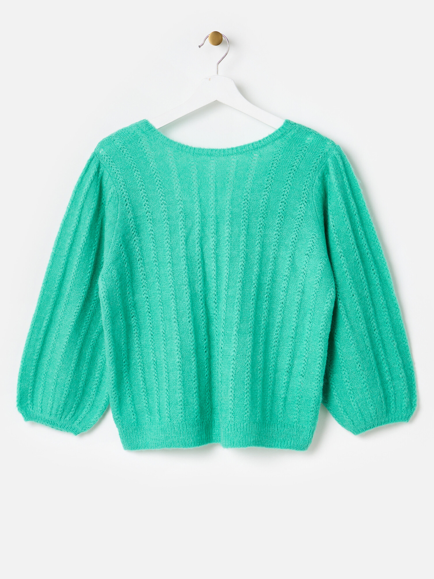 Green V-Back Knitted Top