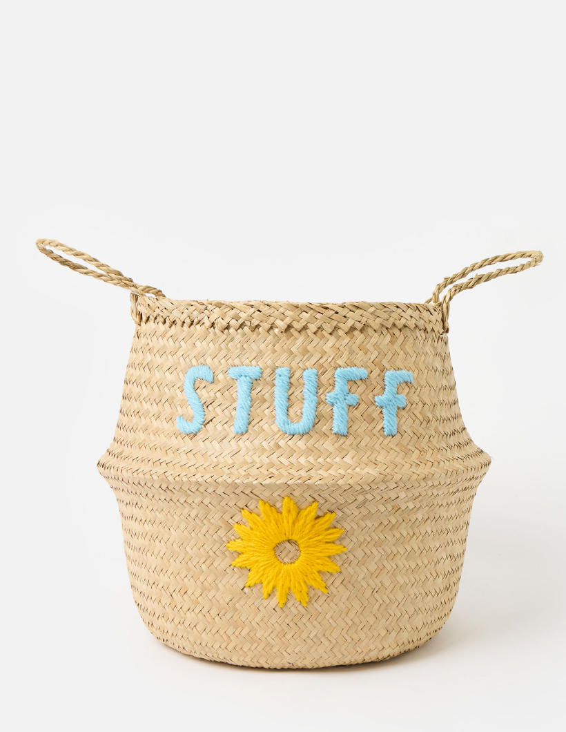 Embroidered Stuff Woven Seagrass Basket