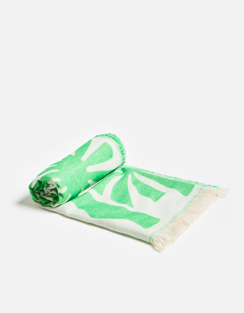Azure Green Palm Tile Jacquard Throw