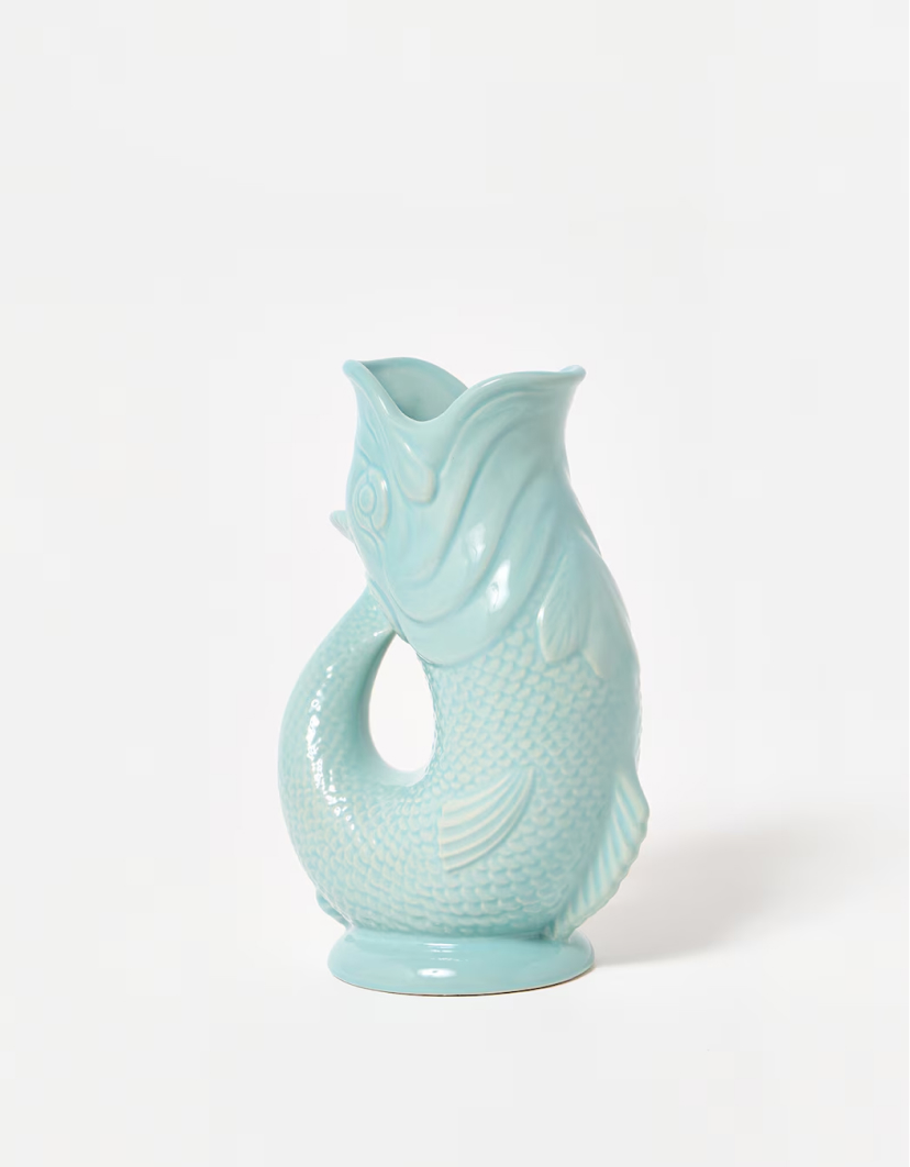 Duck Egg Blue Ceramic Gluggle Jug Large