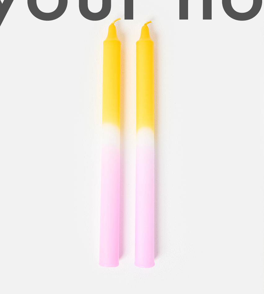 Lilac & Yellow Ombre Dinner Candles Set of Two
