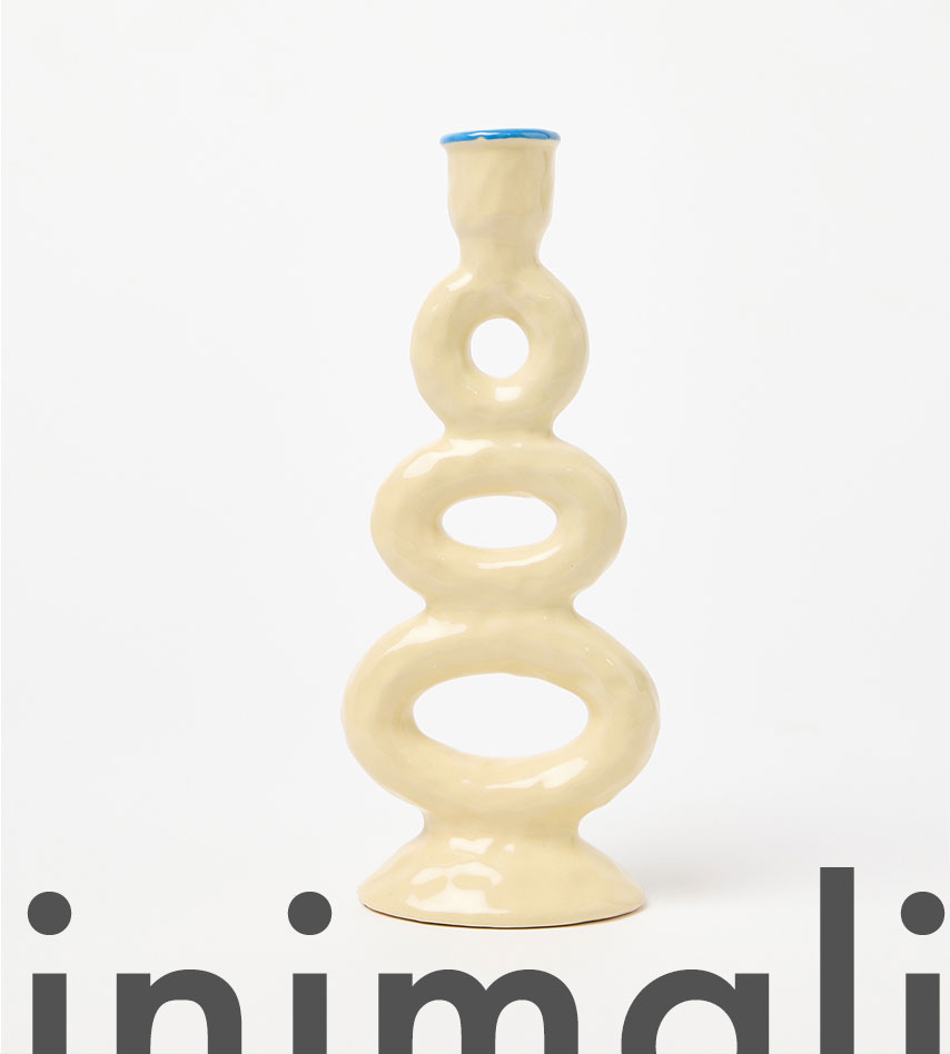 Triple Loop Cream Ceramic Candlestick holder