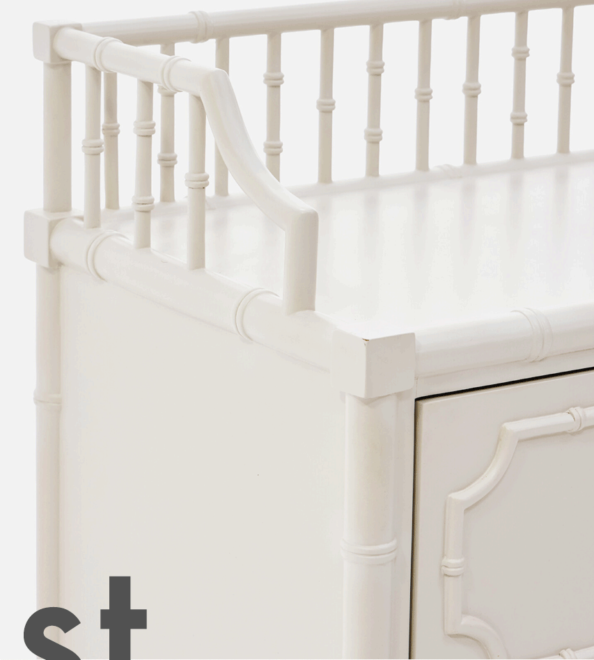 Bambou Cream Mahogany Tallboy Chest of Drawers