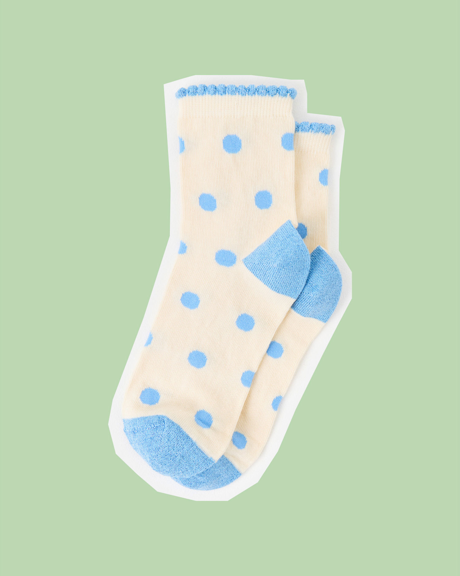 Cream & Blue Polka Dot Ankle Socks