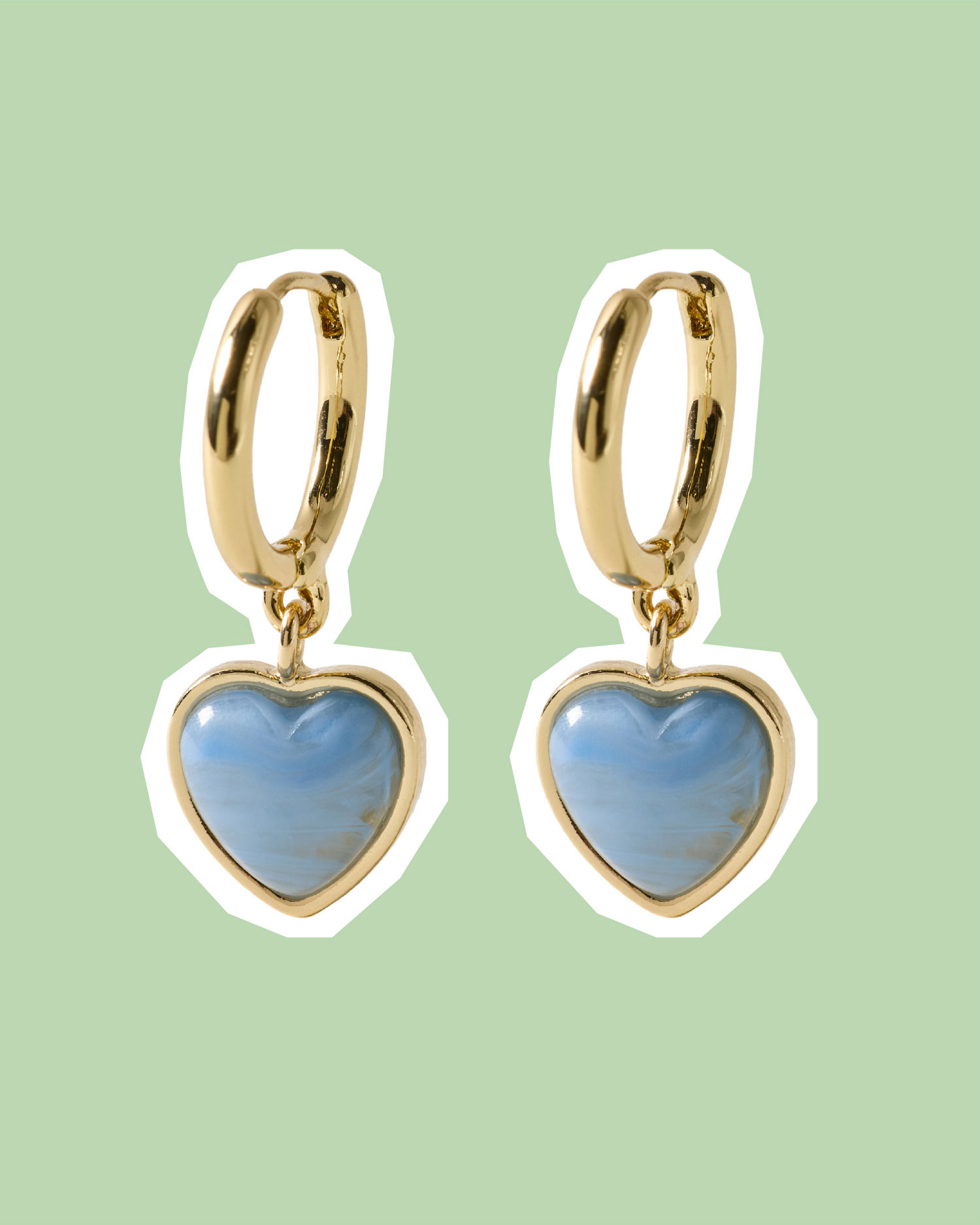 Liza Blue Resin Heart Drop Hoop Earrings