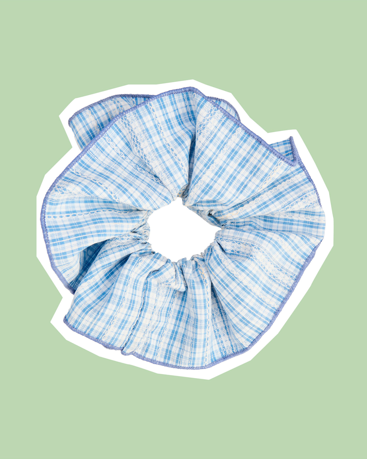 Alba Blue Checked Layered Scrunchie
