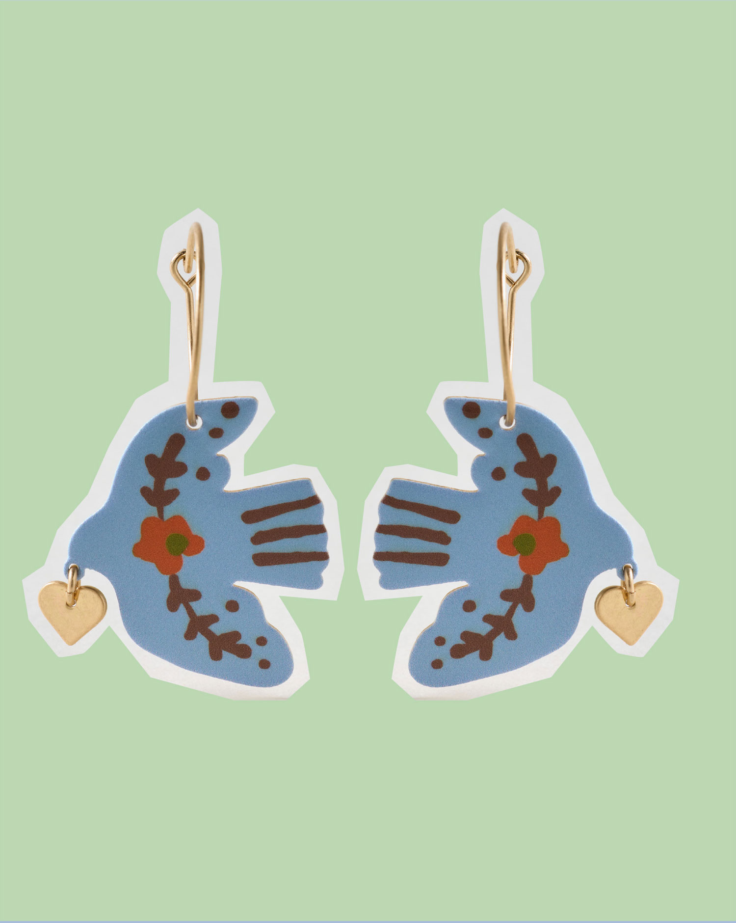 Luma Enamel Dove Wire Hoop Earrings