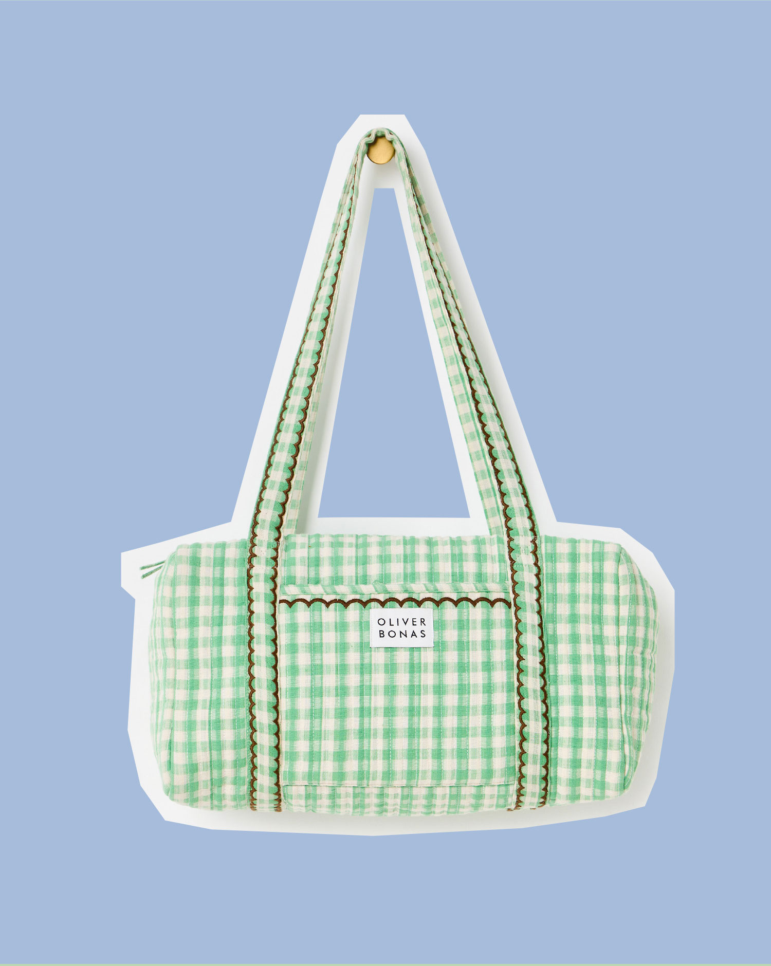 Green & Cream Gingham Quilted Bag