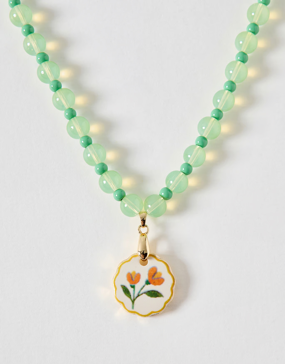 Jocelyn Flower Pendant Beaded Necklace