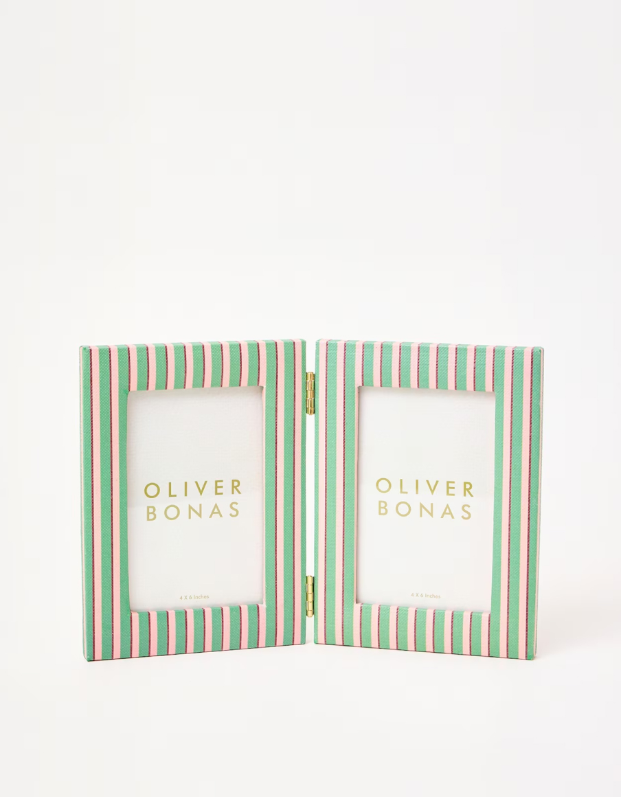 Tierra Pink & Green Stripe Multi Photo Frame 6x4