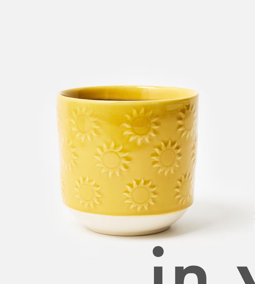 Azure Yellow Sun Ceramic Plant Pot Medium
