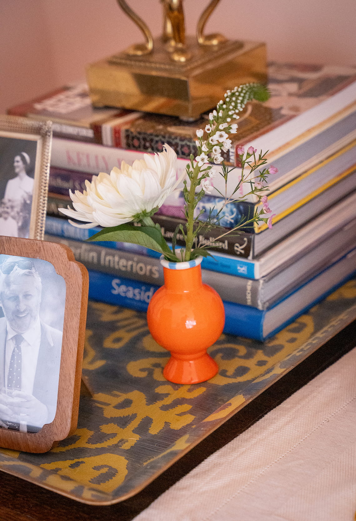 Pink & Orange Ceramic Bud Vases Set of Two