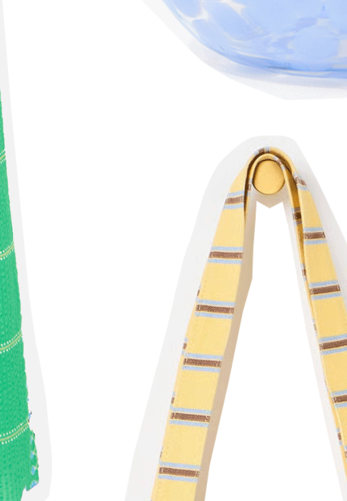 Yellow & Blue Striped Logo Fabric Tote Shopper Bag