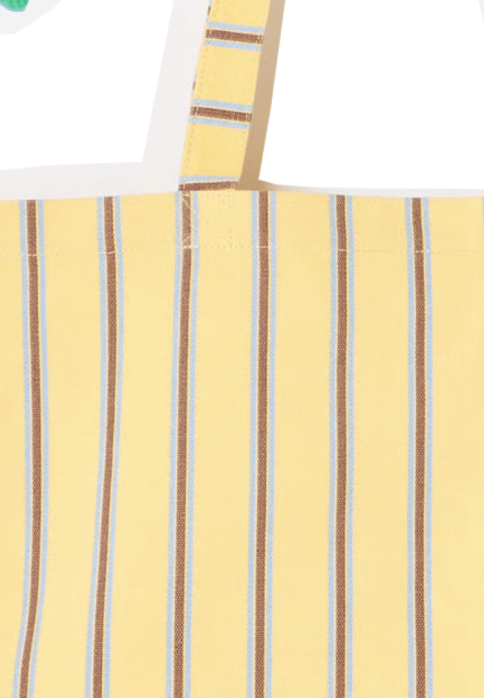Yellow & Blue Striped Logo Fabric Tote Shopper Bag
