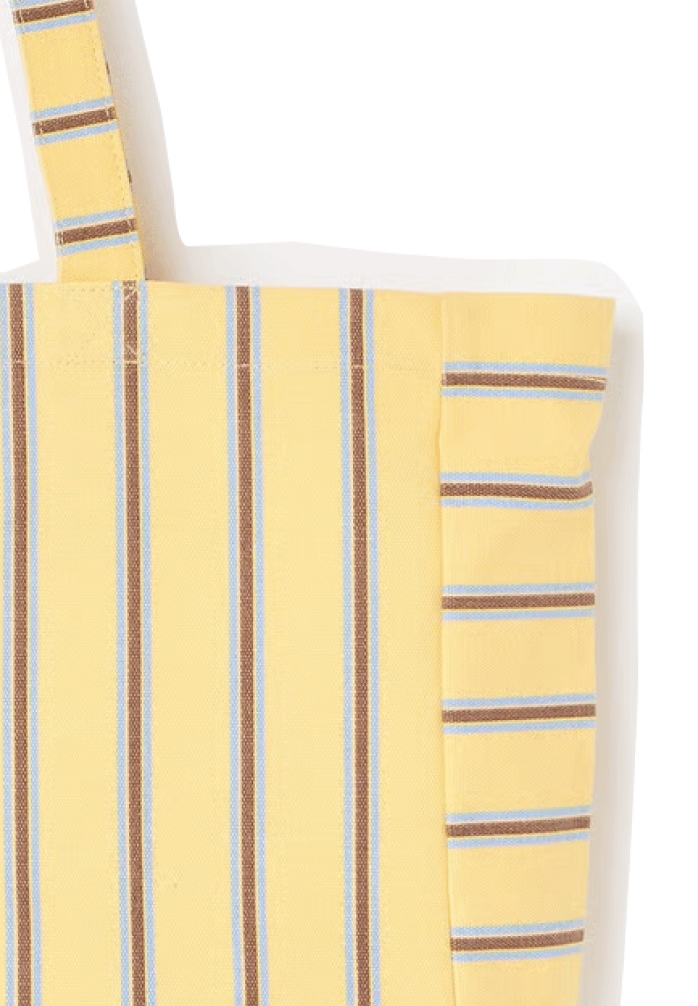 Yellow & Blue Striped Logo Fabric Tote Shopper Bag