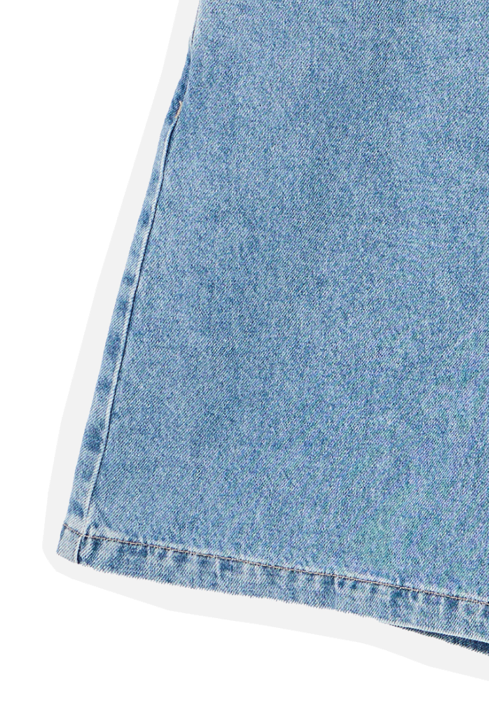 Light Blue Embroidered Pocket Denim Shorts
