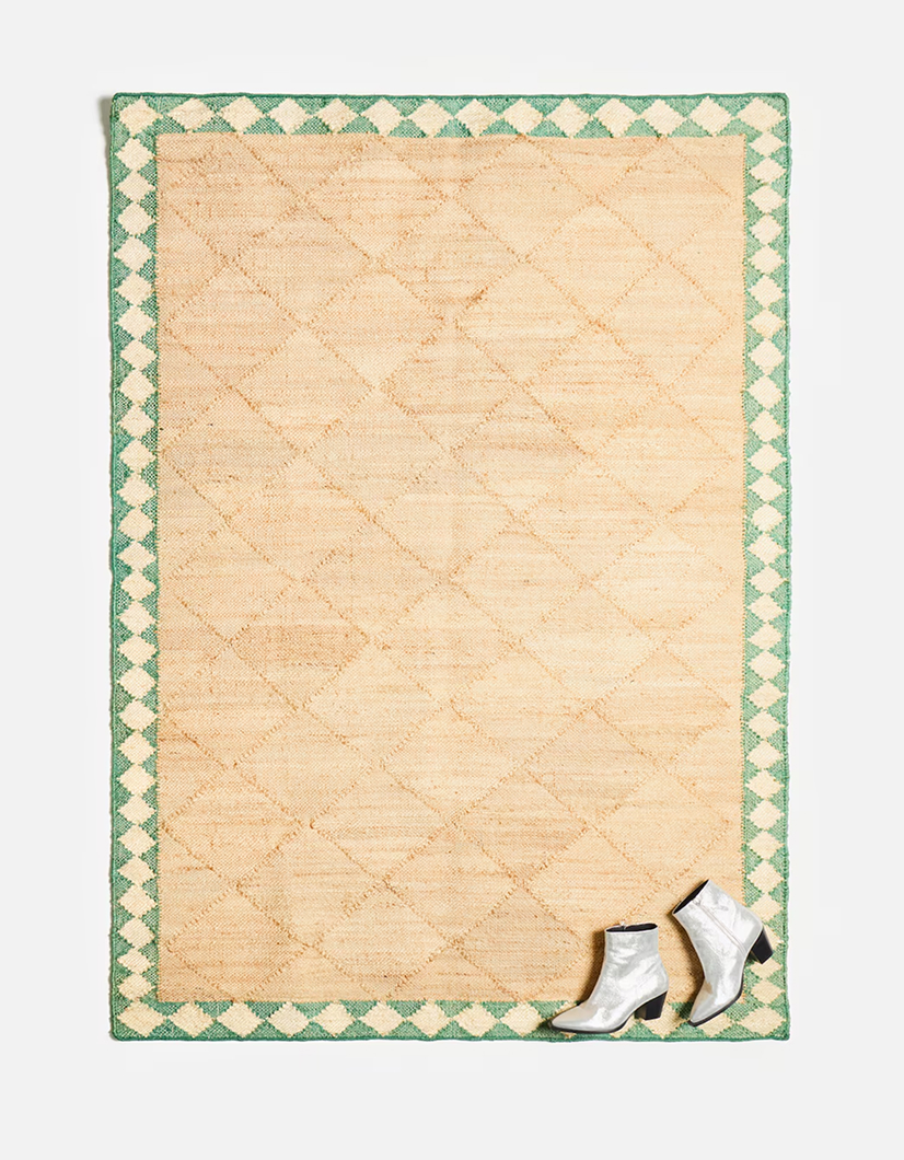 Milos Diamond Bordered Large Jute Rug 200x140cm