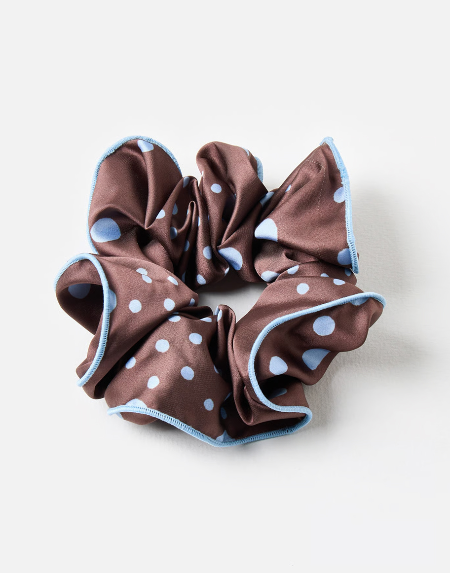 Honey Brown Polka Dot Scrunchie