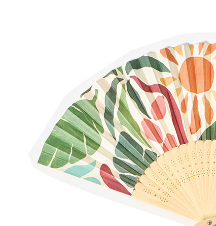 Palm Printed Hand Held Fan