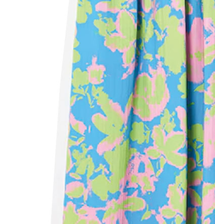 Blue & Green Luminous Floral V-Neck Midi Dress