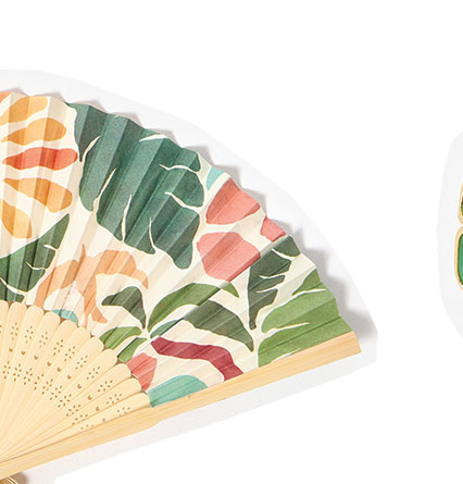 Palm Printed Hand Held Fan