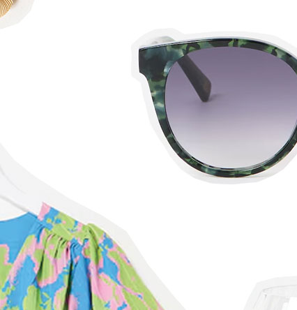 Preppy Green Faux Tortoiseshell Round Acetate Sunglasses