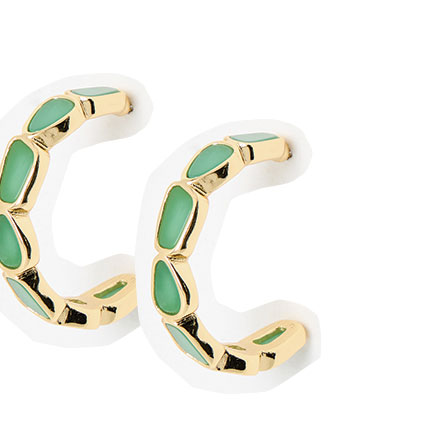 Addison Green Stone Inlay Large Hoop Earrings