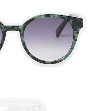 Preppy Green Faux Tortoiseshell Round Acetate Sunglasses