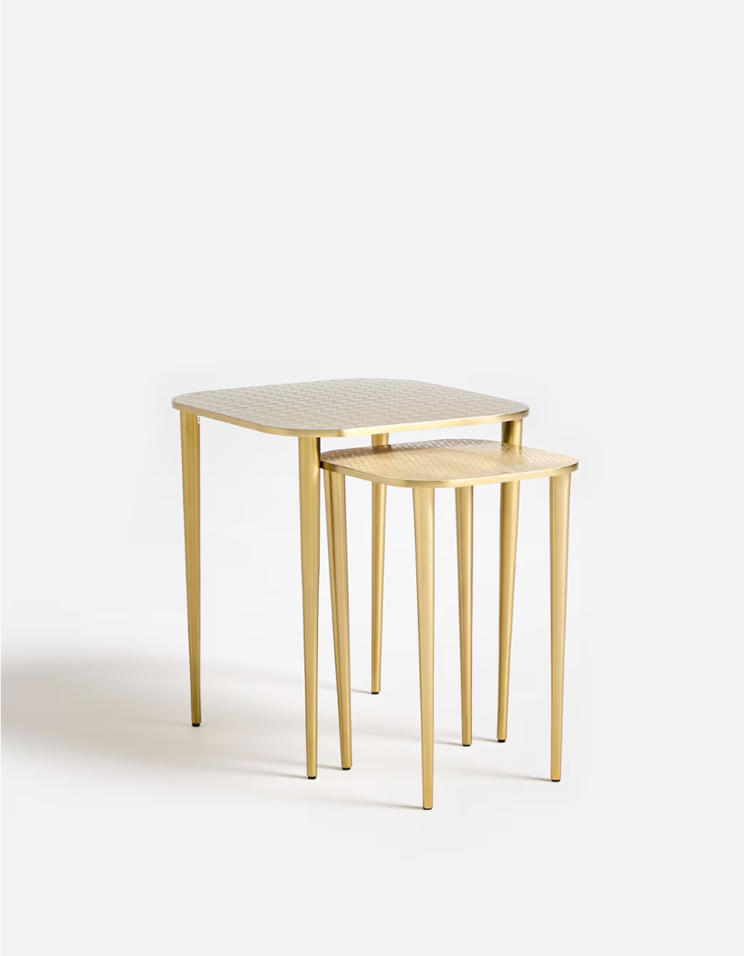 Etched Geometric Nesting Tables Set of Two