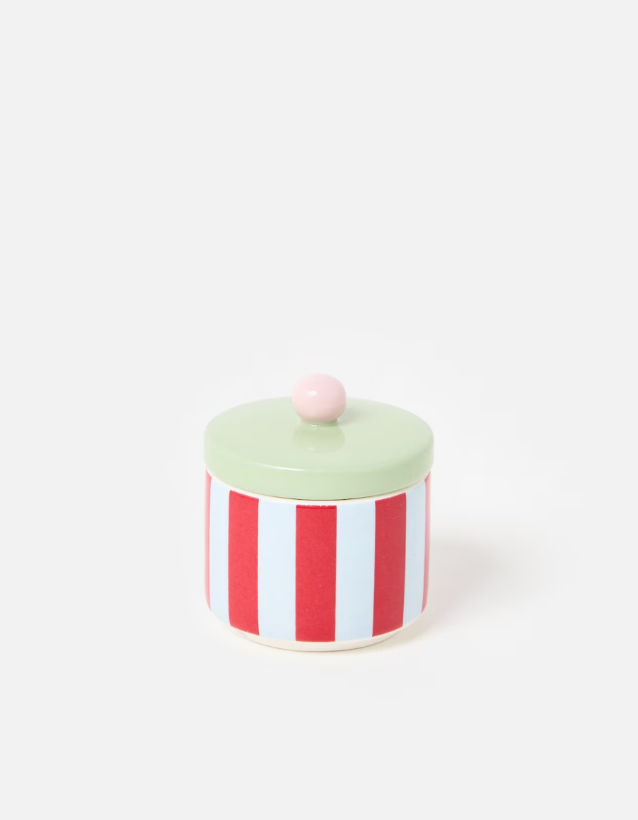 Striped Ceramic Storage Pot