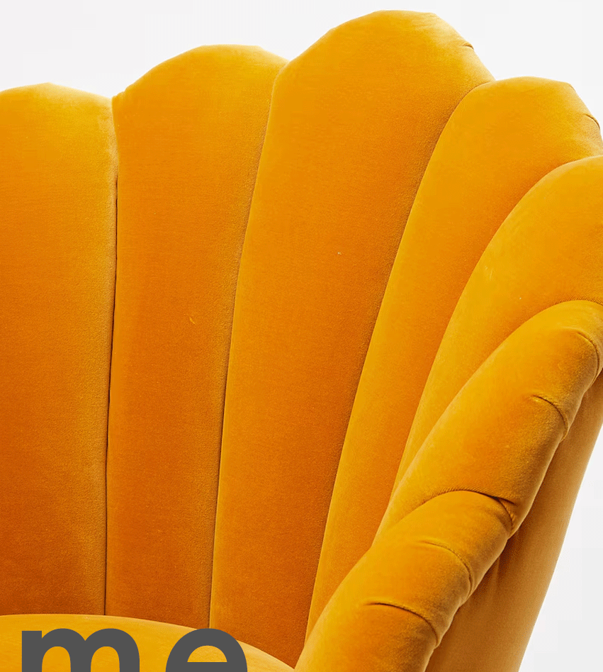 Flora Scalloped Mustard Yellow Velvet Armchair