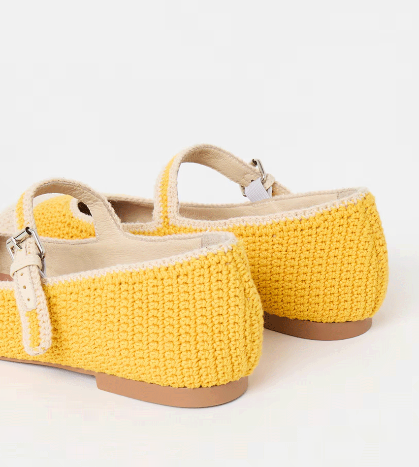 Bibi Lou Yellow Crochet Mary Janes