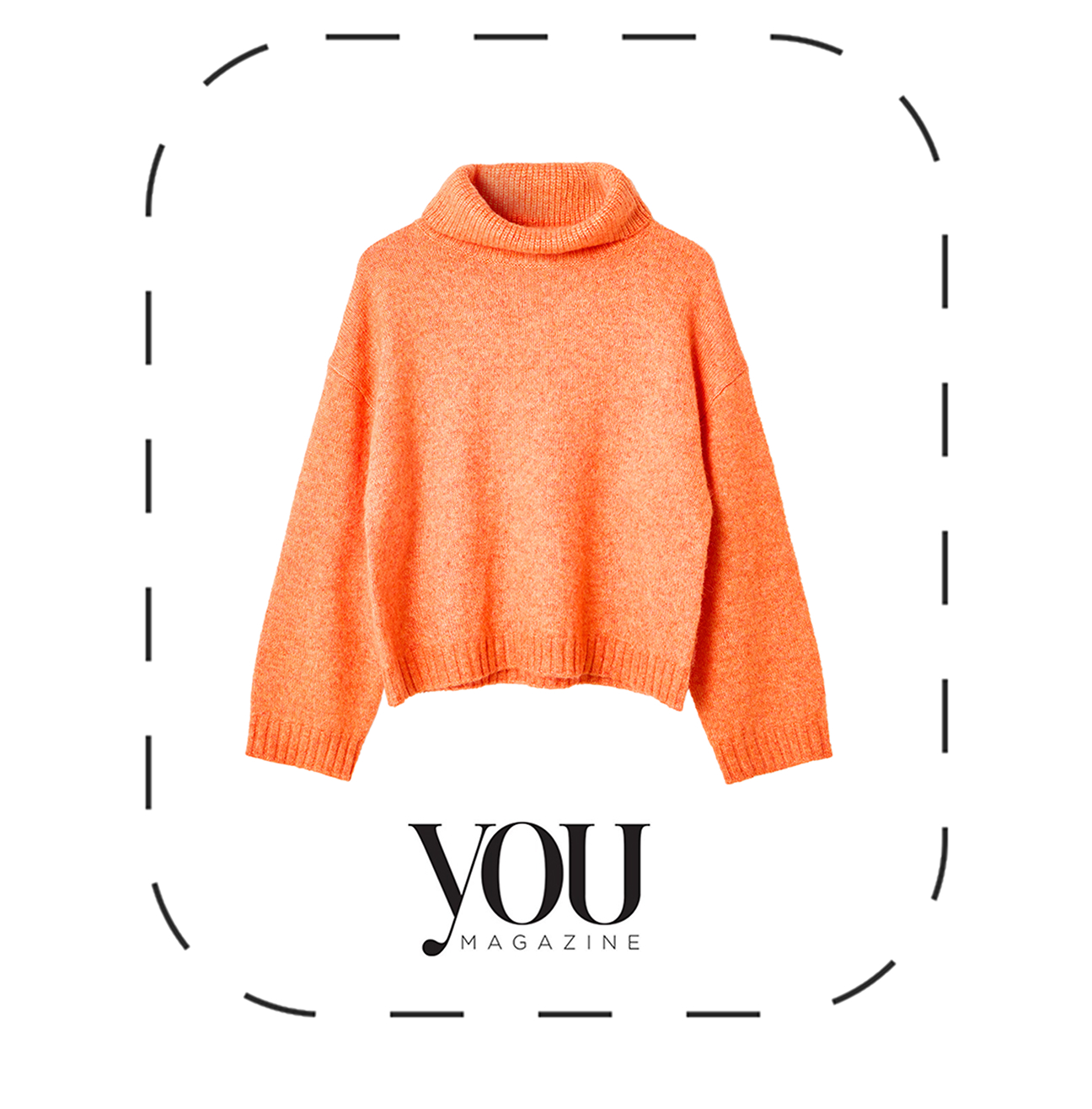 Orange Roll Neck Knitted Jumper