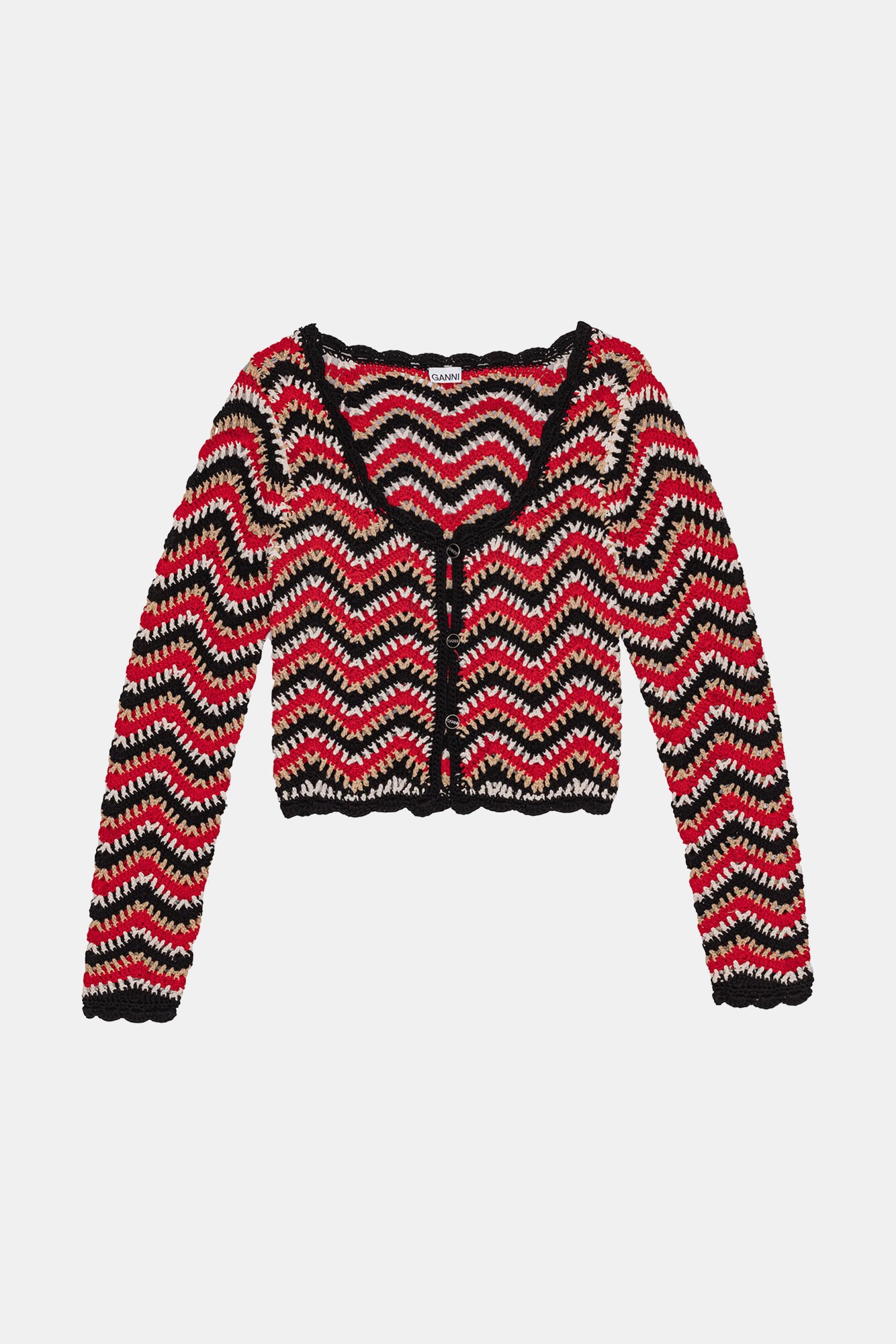 Red Cotton Crochet Cardigan