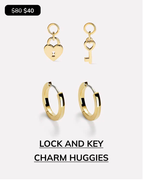 Lock and key charm huggies