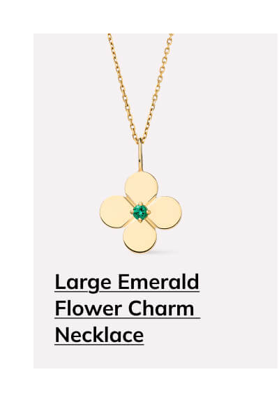 Large Emerald Flower Charm Necklace