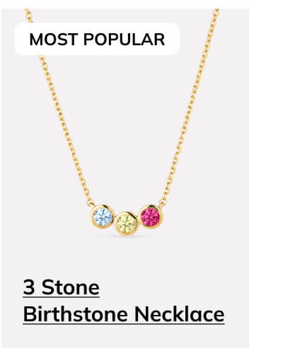 3 Stone Birthstone Necklace