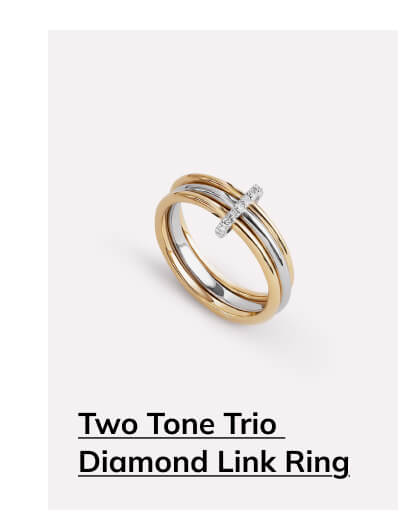 Two Tone Trio Diamond Link Ring