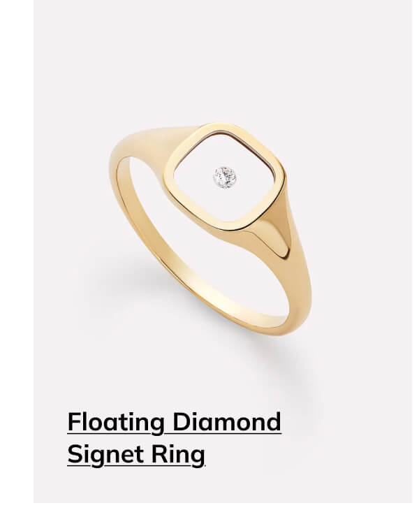 Floating Diamond Signet Ring