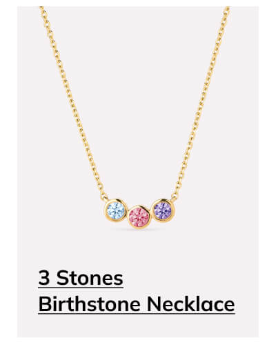 3 Stones Birthstone Necklace