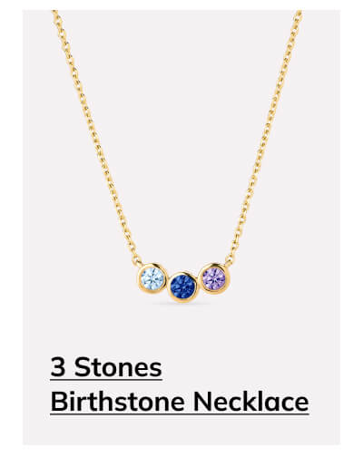 3 Stones Birthstone Necklace