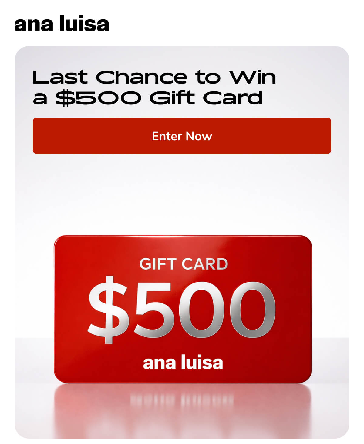 Last chance to win a $500 Gift Card
