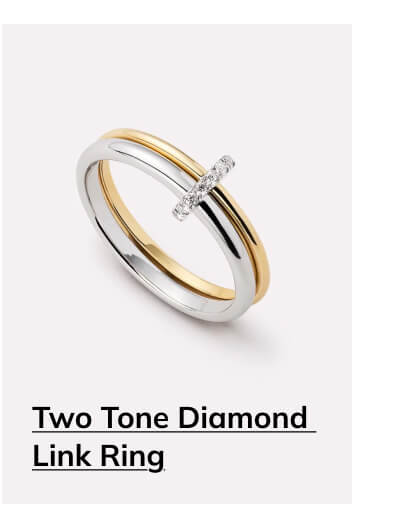 Two tone diamond link ring