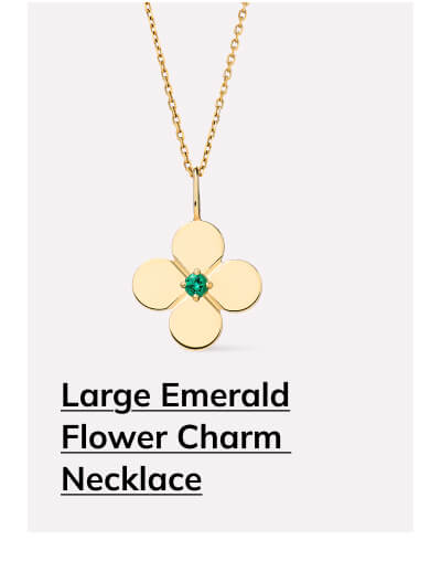 Large Emerald Flower Charm Necklace
